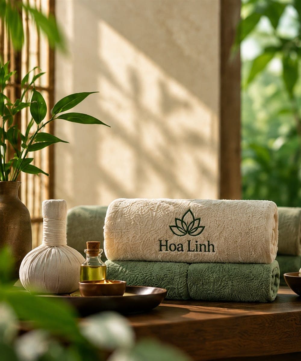 Góc chờ của Spa Hoa Linh: ánh sáng ấm, sắc be mộc mạc và bóng lá cây in trên tường
